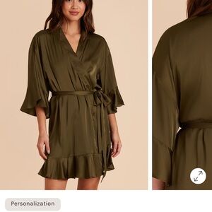 Luxurious Olive Satin Women's Robe
